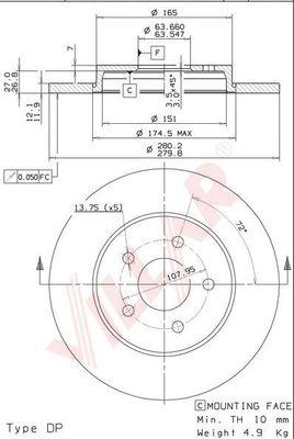 Villar 628.1551 - Тормозной диск autospares.lv