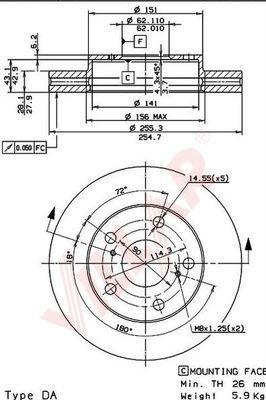 Villar 628.1585 - Тормозной диск autospares.lv