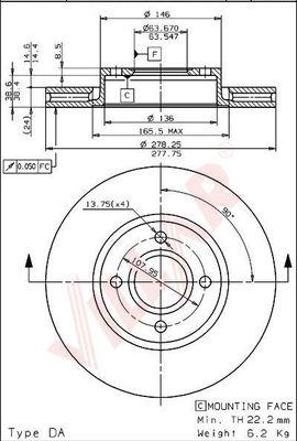 Villar 628.1580 - Тормозной диск autospares.lv