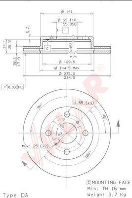 Villar 628.1588 - Тормозной диск autospares.lv