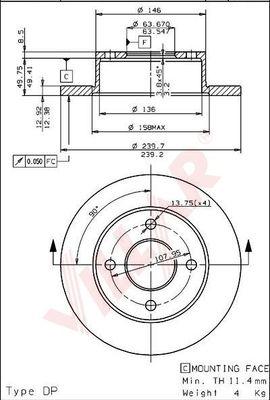 Villar 628.1536 - Тормозной диск autospares.lv