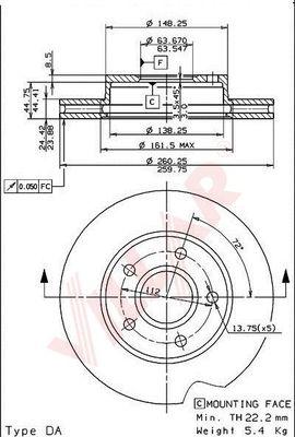 Villar 628.1538 - Тормозной диск autospares.lv