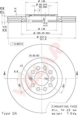 Villar 628.1694 - Тормозной диск autospares.lv