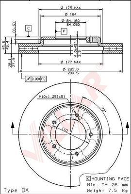 Villar 628.1666 - Тормозной диск autospares.lv