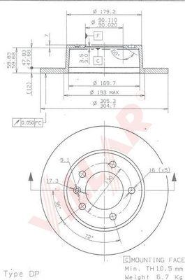 Villar 628.1045 - Тормозной диск autospares.lv