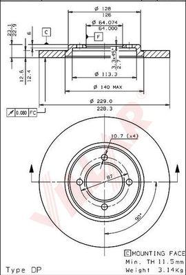 Villar 628.1054 - Тормозной диск autospares.lv