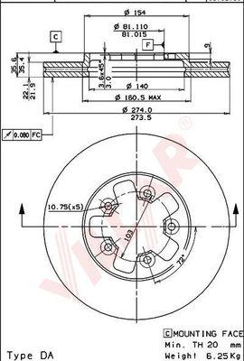 Villar 628.1008 - Тормозной диск autospares.lv