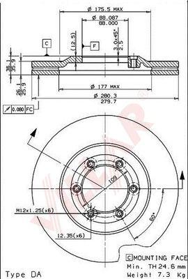 Villar 628.1024 - Тормозной диск autospares.lv