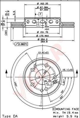 Villar 628.1195 - Тормозной диск autospares.lv