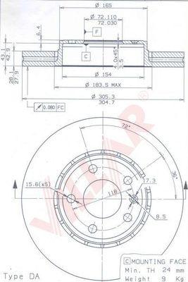 Villar 628.1159 - Тормозной диск autospares.lv