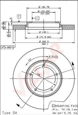 Villar 628.1154 - Тормозной диск autospares.lv