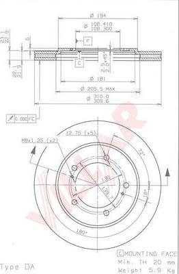 Villar 628.1150 - Тормозной диск autospares.lv