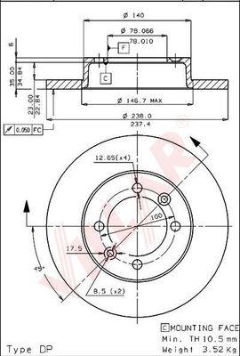 Villar 628.1105 - Тормозной диск autospares.lv