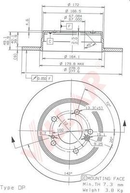 Villar 628.1186 - Тормозной диск autospares.lv