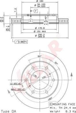 Villar 628.1183 - Тормозной диск autospares.lv