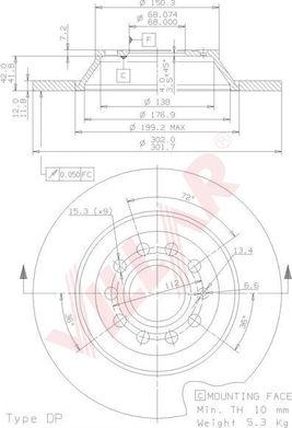 Villar 628.1840 - Тормозной диск autospares.lv