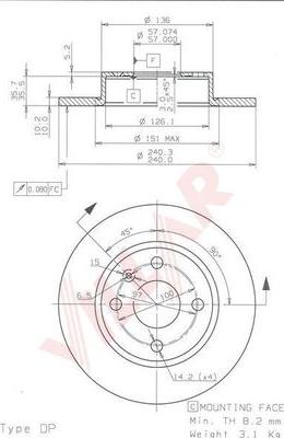 Villar 628.1858 - Тормозной диск autospares.lv