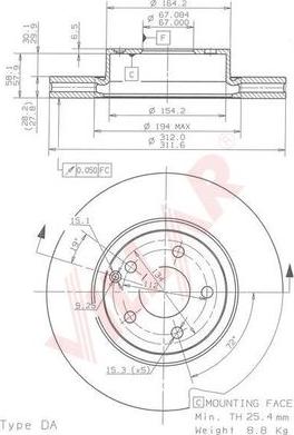 Villar 628.1857 - Тормозной диск autospares.lv