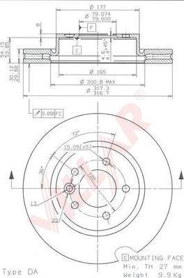 Villar 628.1864 - Тормозной диск autospares.lv