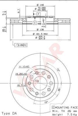 Villar 628.1868 - Тормозной диск autospares.lv