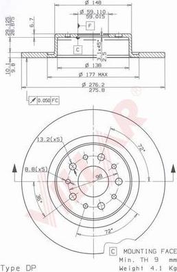 Villar 628.1808 - Тормозной диск autospares.lv