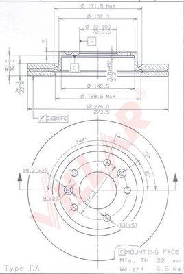 Villar 628.1802 - Тормозной диск autospares.lv