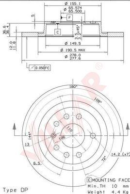 Villar 628.1819 - Тормозной диск autospares.lv