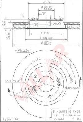 Villar 628.1836 - Тормозной диск autospares.lv