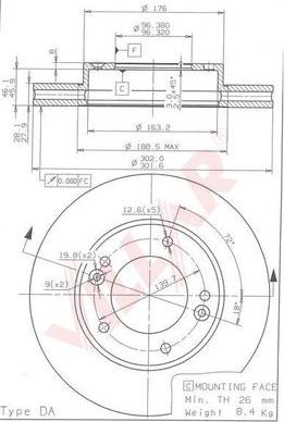 Villar 628.1829 - Тормозной диск autospares.lv