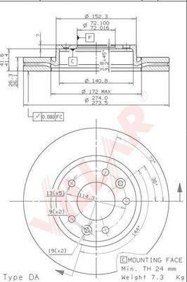 Villar 628.1825 - Тормозной диск autospares.lv