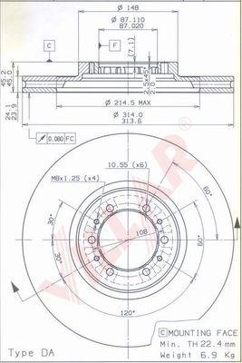 Villar 628.1820 - Тормозной диск autospares.lv