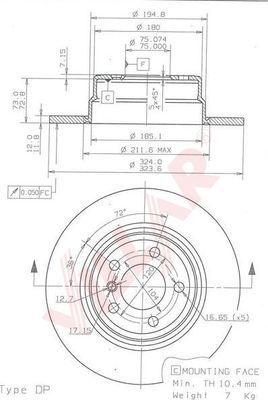 Villar 628.1393 - Тормозной диск autospares.lv