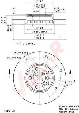 Villar 628.1392 - Тормозной диск autospares.lv