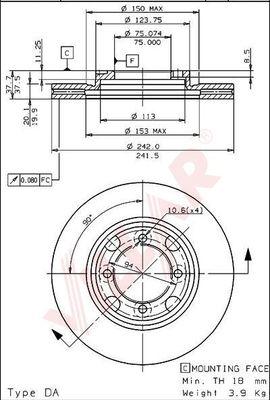 Villar 628.1355 - Тормозной диск autospares.lv