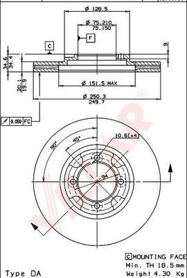 Allied Nippon ADC0404V - Тормозной диск autospares.lv