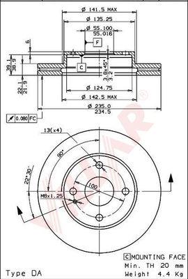 Villar 628.1364 - Тормозной диск autospares.lv