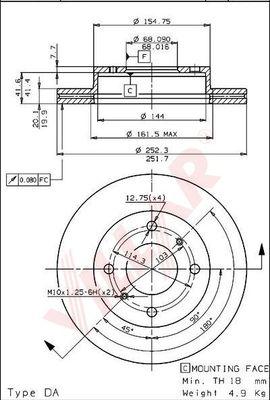 Villar 628.1304 - Тормозной диск autospares.lv