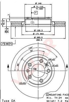 Villar 628.1384 - Тормозной диск autospares.lv