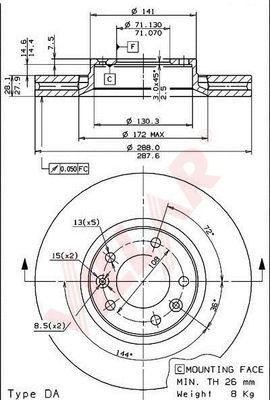 Villar 628.1385 - Тормозной диск autospares.lv