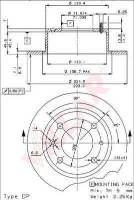 Villar 628.1374 - Тормозной диск autospares.lv