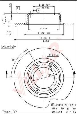 Villar 628.1376 - Тормозной диск autospares.lv