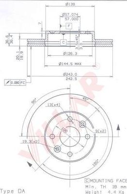 Villar 628.1370 - Тормозной диск autospares.lv