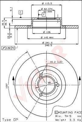 Villar 628.1377 - Тормозной диск autospares.lv