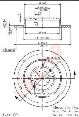 Villar 628.1299 - Тормозной диск autospares.lv