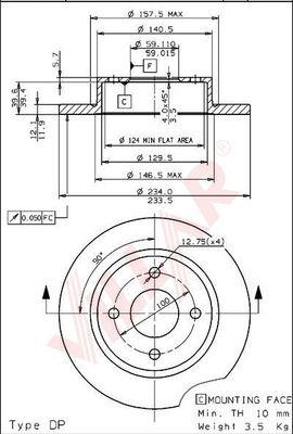 Villar 628.1292 - Тормозной диск autospares.lv