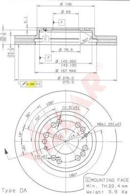 Villar 628.1246 - Тормозной диск autospares.lv