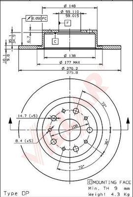 Villar 628.1254 - Тормозной диск autospares.lv