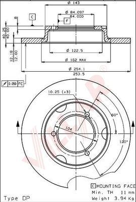 Villar 628.1250 - Тормозной диск autospares.lv