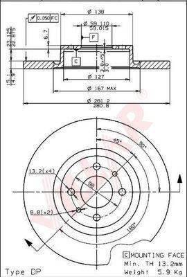 Villar 628.1251 - Тормозной диск autospares.lv