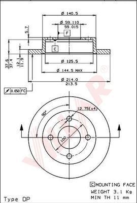 Villar 628.1266 - Тормозной диск autospares.lv